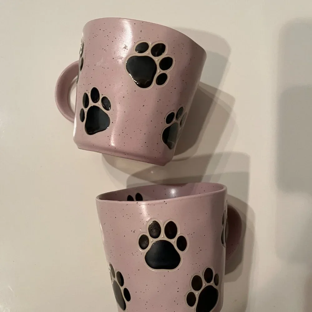 Dog Paw Print Mugs‎ (Set of 2 / new) (pet/x)